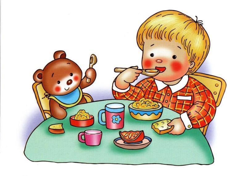 Всех кормит а сама не ест ответ. Ребенок завтракает. Детки кушают в садике иллюстрации. Обед в детском саду рисунки детей. Завтрак в детском саду.